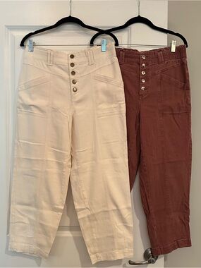 Bundle of Knox Rose Cream and Rust Hi Rise Cropped Pants Size Small